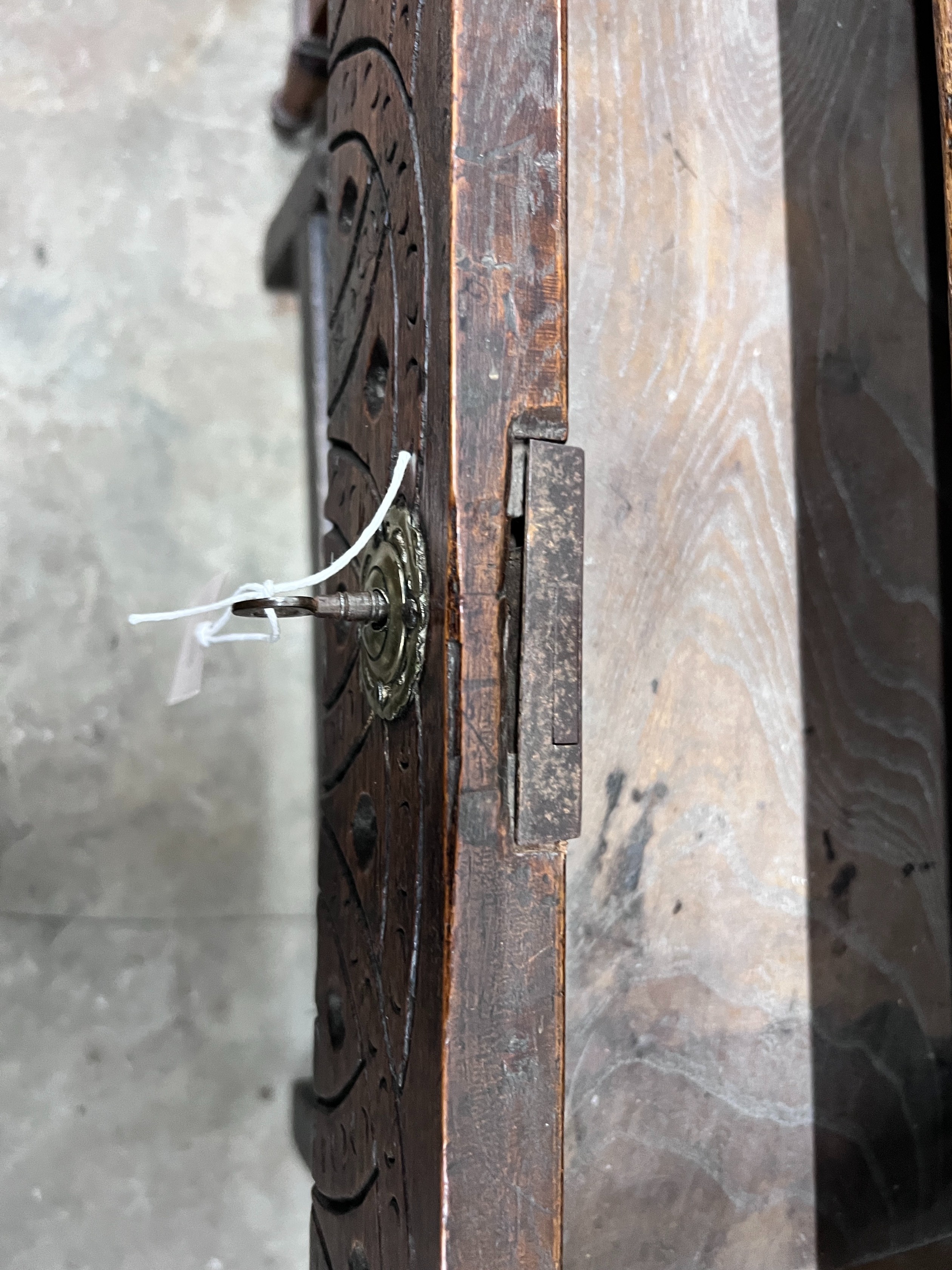 A 17th century style oak side table, width 100cm *Please note the sale commences at 9am.